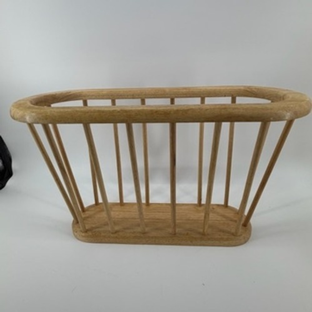 Vintage Wood Spindle Magazine Rack Mid Century Modern File Record Holder Natural